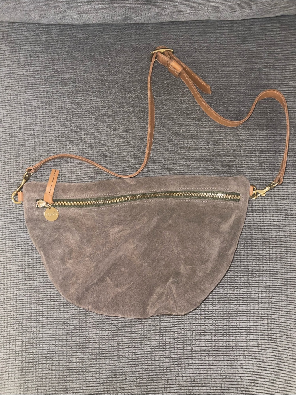Clare V. GoSee Crossbody Bag — Gray Suede